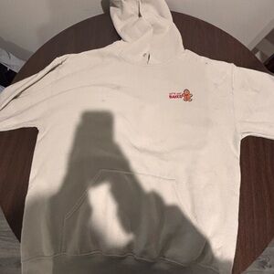 Cream Graphic Hooded Sweatshirt with 'Let's Get Baked' Gingerbread Logo